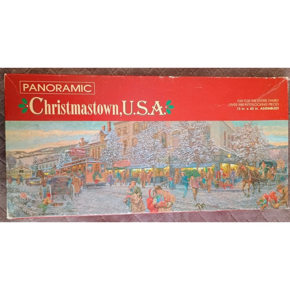 Panoramic Christmas Town USA 700 Piece Jigsaw Puzzle 13" x 40"